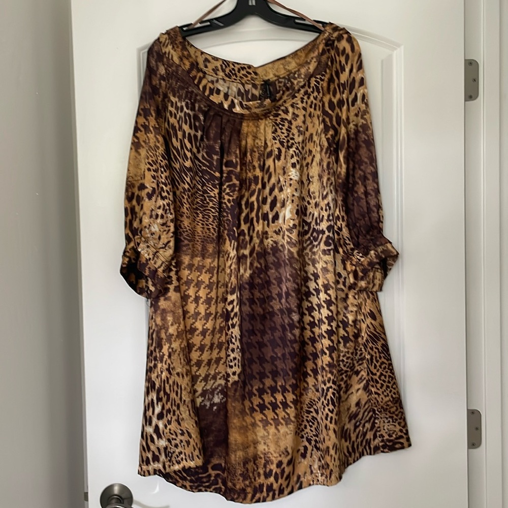 Lapis, leopard bell polyester dress size large